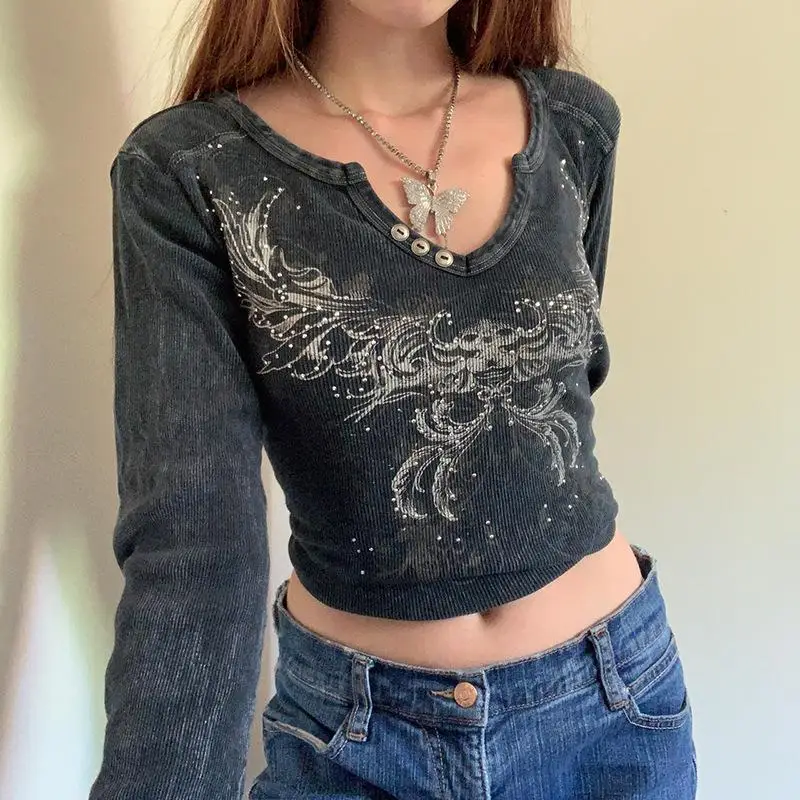 

Женская футболка с принтом Faion Long Sve, круглая, хлопковая, 00% осенний сезон, повседневная удобная футболка для женщин