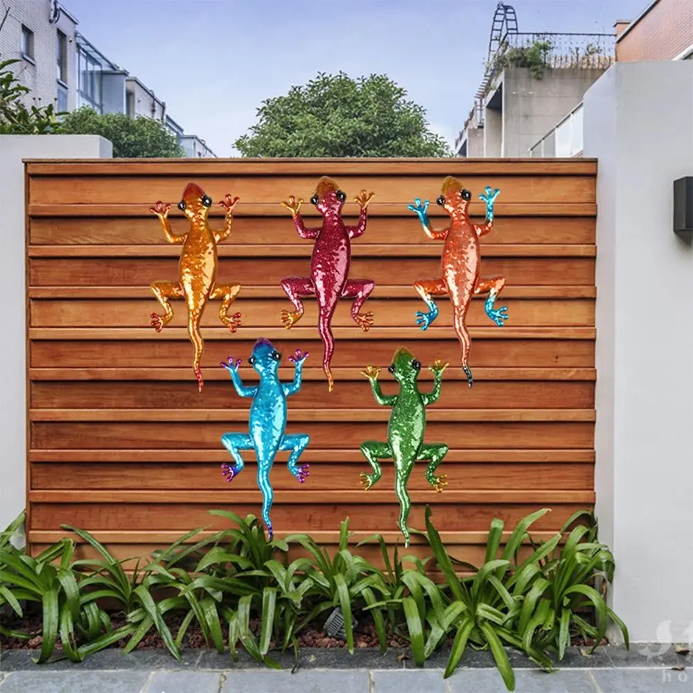 Multicolor Garden Decorative Lizard Iron Home Wall Art Artificial Lizard Ornament Craft Livingroom Bedroom