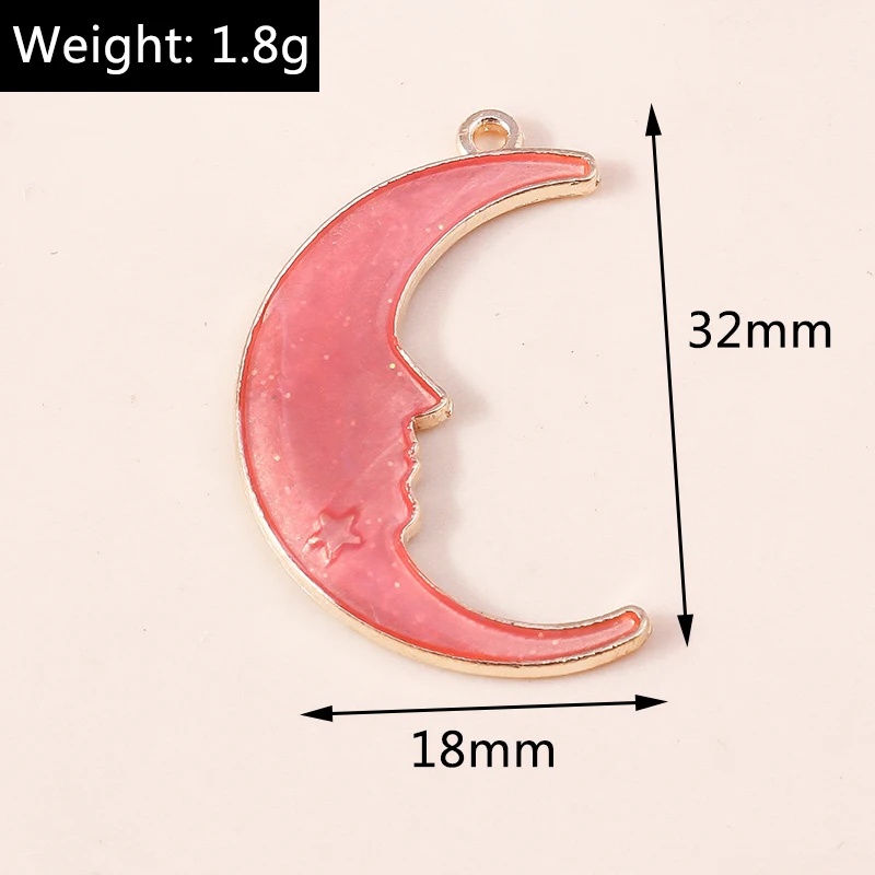10 Stück niedliche, gemischte Emaille-Anhänger in Form von Regenbogen, Mond und Stern für die Schmuckherstellung, Ohrringe, Halsketten, Armbänder, DIY-Bastelarbeiten und Accessoires. – Detail 7