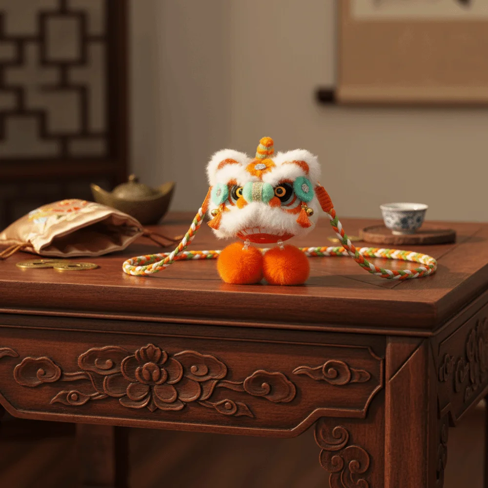 محبوك السنة الجديدة حقيبة كتف النمط الصيني مهرجان الربيع الأطفال حقيبة الأسد محفظة نسائية للعملات المعدنية تخزين حقيبة ساعي أفخم