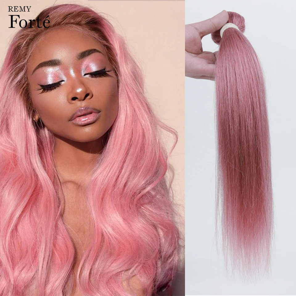 Remy Forte Menselijk Haar Bundels Roze Braziliaanse Hair Weave Bundels Silky Steil Haar Bundels Groothandel Enkele Bundels Haar Vendor