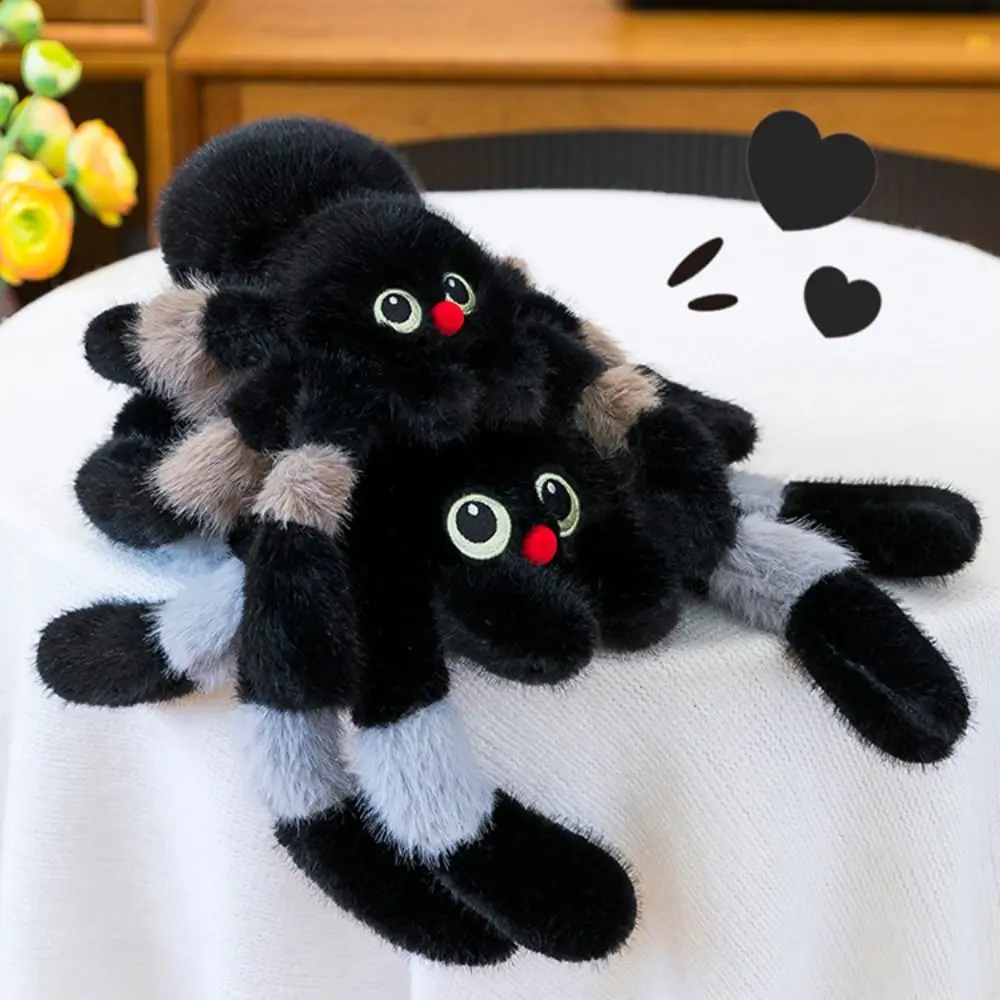 

Holloween Decor Colored Eye Spider Plush Doll Simulation Fluffy Spider Stuffed Animal Toy Cartoon Interactive