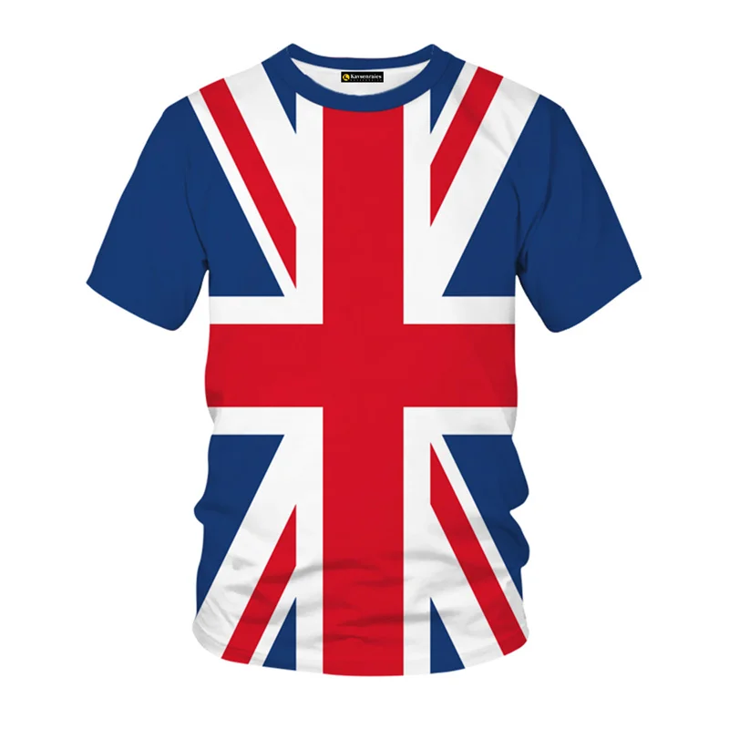 U.K. Flag British Flag T Shirts for Men 3D Spain Totem Emblem Print Tee Shirt Womens Clothing T-shirt Short Sleeve Tops