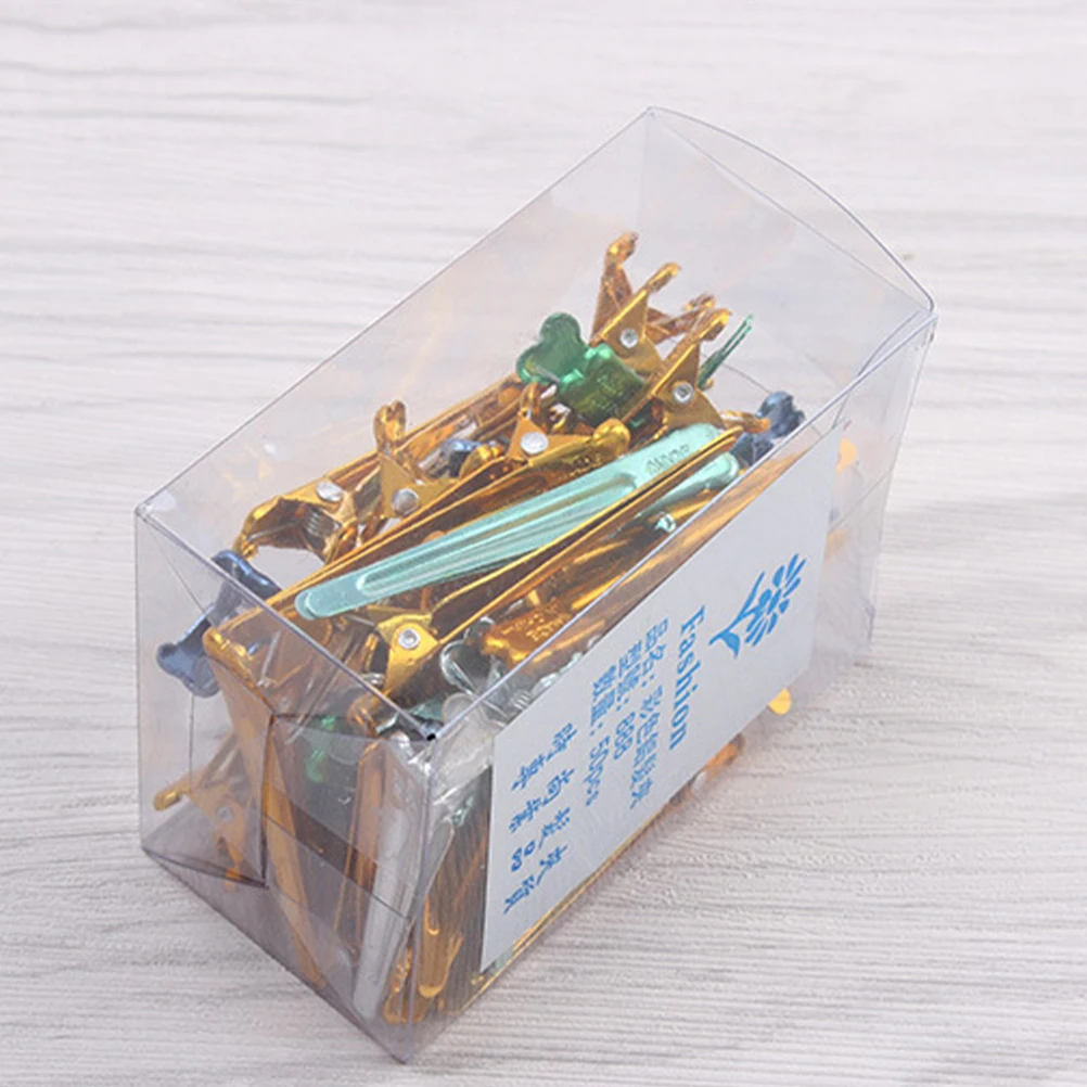 

50pcs Colorful Aluminum Hair Clips Claw Duckbill Barrette NonDamage AntiSlip Perm Haircut Styling Salon Grade Bobby Hairpin