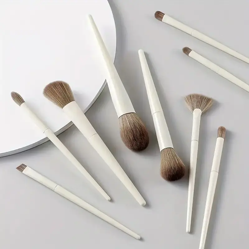 10-Piece Premium Makeup Brush Set with Blending Sponge - Synthetic Kabuki Brushes for Flawless Face & Eye Makeup Application