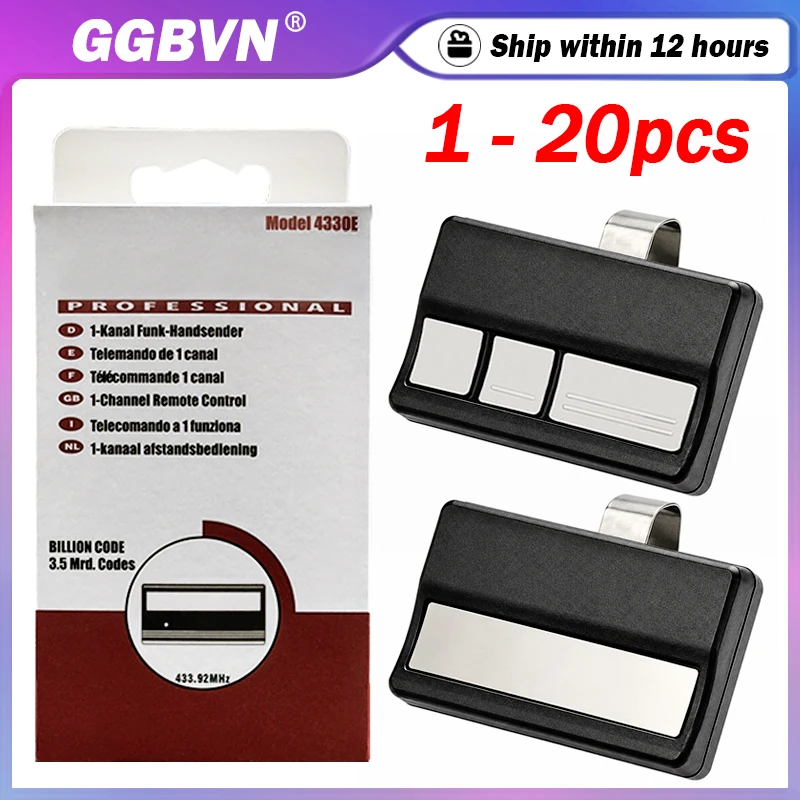 

1-20pcs LiftMaster 4330E 4333E CHAMBERLAIN 4330EML 4333EML 433.92MHz Billing Code Garage / Gate Remote Control Opener