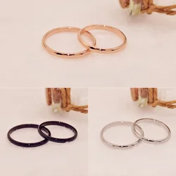 Fashion Simple Smooth 2mm Ring Gold Color Stainless Steel Wedding Rings For Women Men Couple Engagement Jewelry Gifts Wholesale