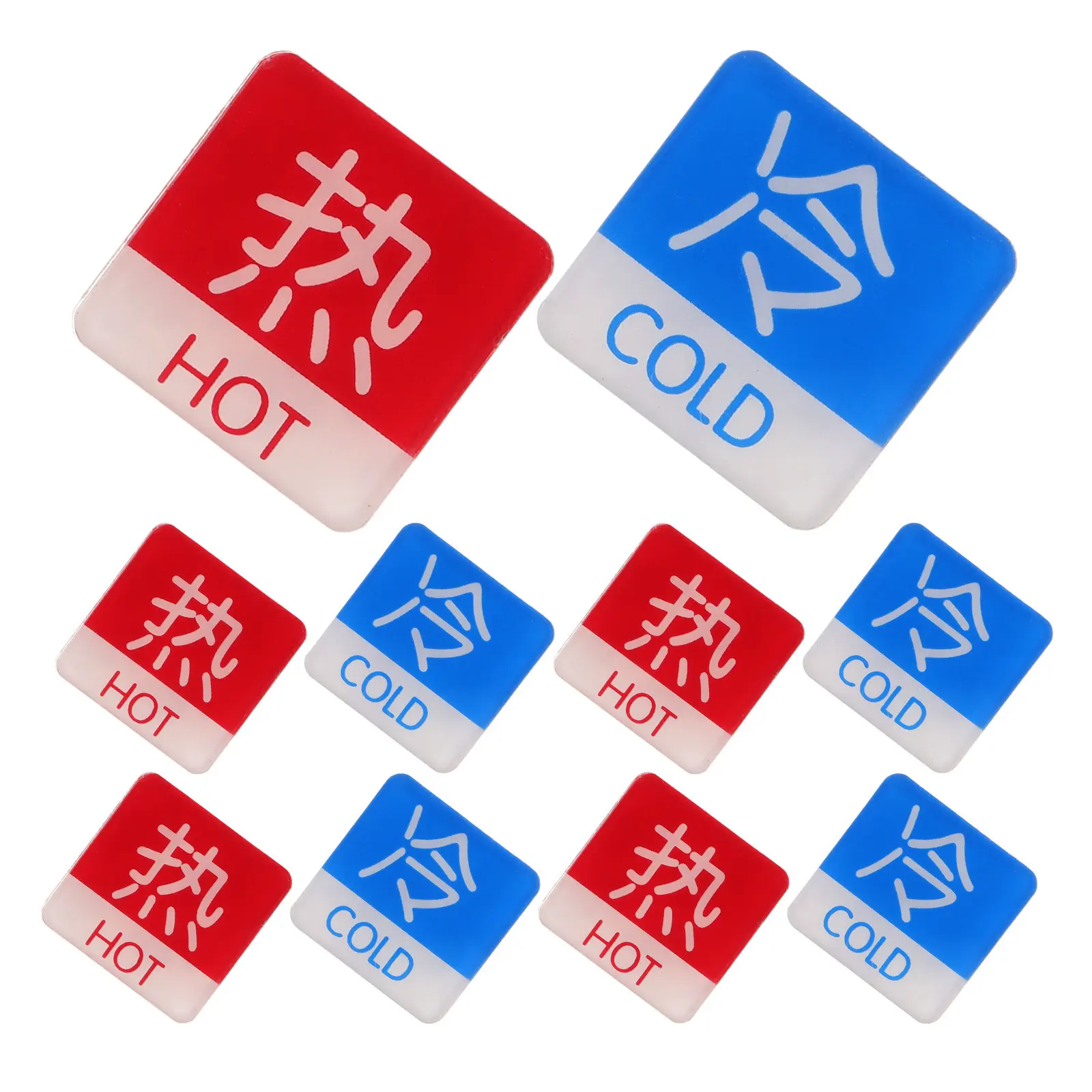 

5Pairs Hot Cold Faucet Label Heavy Duty Acrylic Water Temperature Sticker for Bathroom Kitchen Hotel Restroom Quick Stick