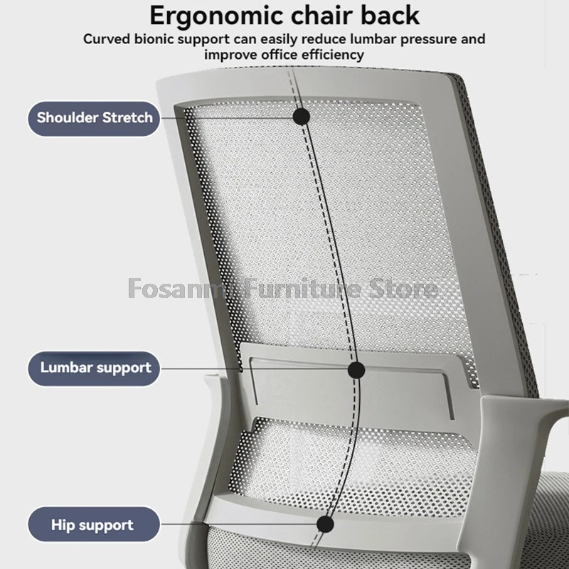 Atmungsaktiver Mesh-Bürostuhl mit Lordosenstütze und bequemem Kissen für Gamer, Schreibtischstuhl, Home Adjust Gaming-Computerstuhl