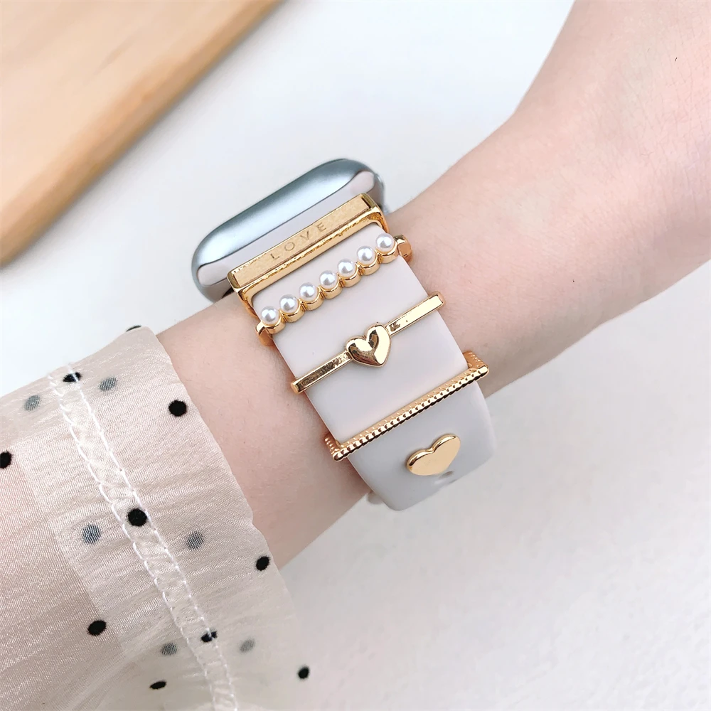 5pcs แหวนตกแต่งสําหรับ Apple Watch band Series 10 8 7 6 5 SE 9 เครื่องประดับเพชร Charms สําหรับ Samsung/Huawei 20 มม.22 มม.สายนาฬิกา