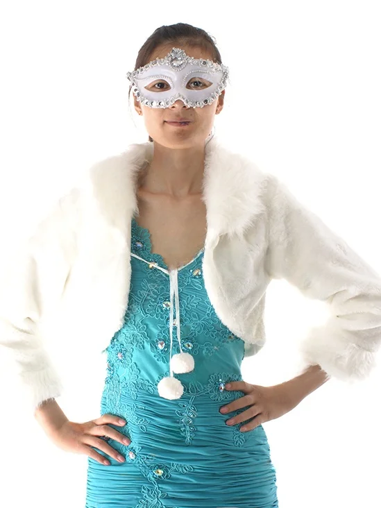 

Белый меховой воротник, короткое пальто, свадебный кардиган, теплая верхняя одежда из кроличьего меха, открытый кардиган для осени и зимы, для невесты