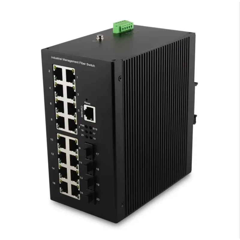 

Промышленный 16-портовый коммутатор PoE+ 802.3at Gigabit L2/L3 с управлением, крепление на DIN-рейку, 4 порта 10Gb SFP+ Ethernet PoE