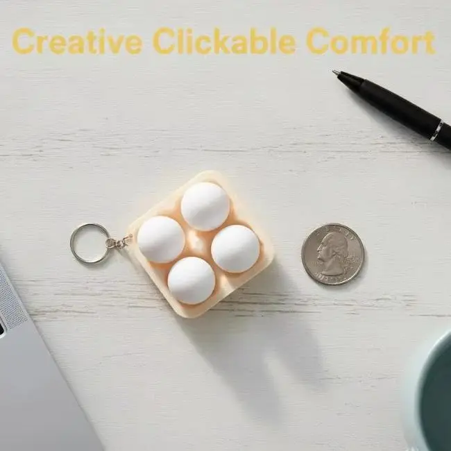 3D Printed Button Clicker Keyring Egg Banana Keycap Press Creative Relaxed Keyboard Backpack Pendant