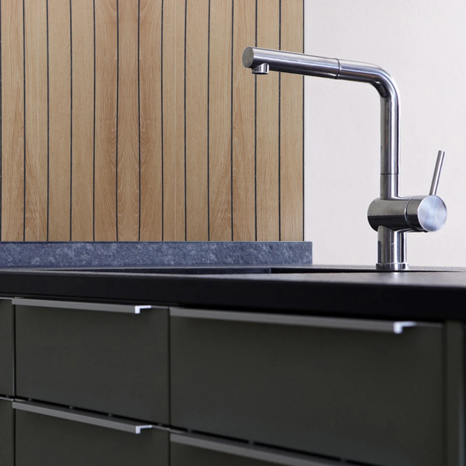 

3D Wall Slat Panels Peel Stick Self-Adhesive Waterproof Brown Wallpaper Decorative 40cmx300cm Kitchen Bathroom Wall Tiles