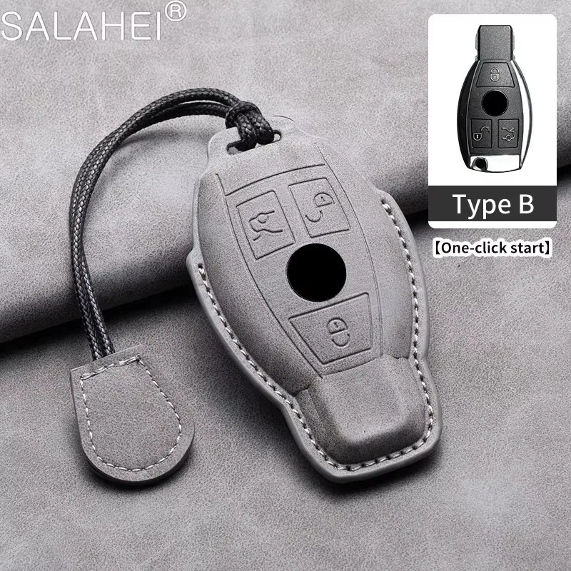 2/3 Buttons Suede Leather For Mercedes Benz A B G R Class GLA GLK W176 W204 W251 W463 Car Remote Key Case Cover Fob Accessories