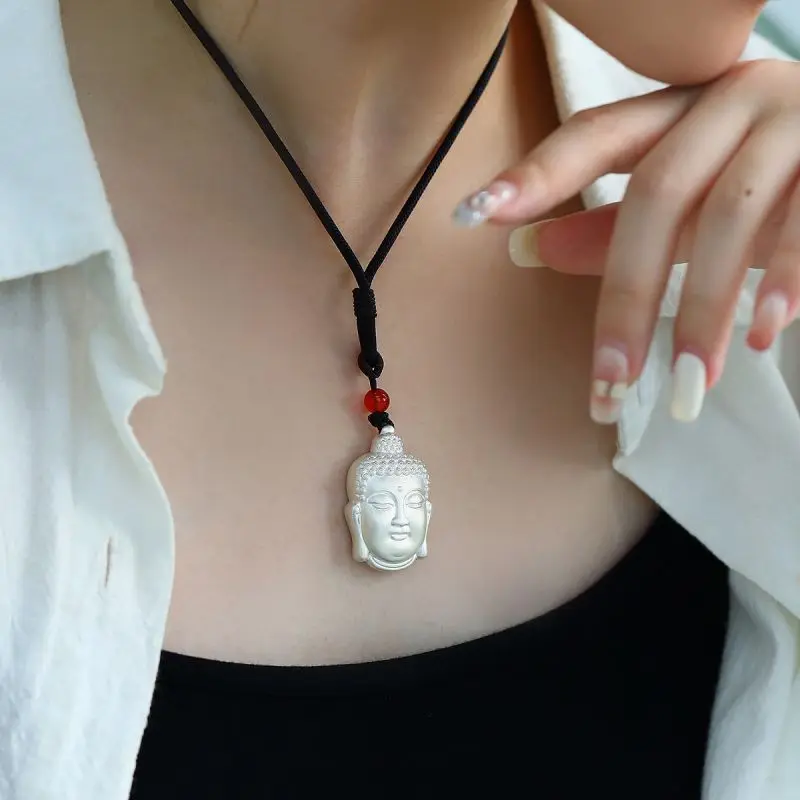 999 pés de prata retro estilo étnico pingente de segurança feminino estilo nacional nicho temperamento colar clavícula corrente