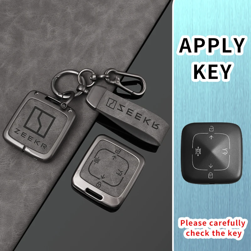 Leather Car Key Case Cover for Zeekr 001 for ZEEKR X 2023 2024 Car Remote Key Fob Shell Holder Keychain Accessories