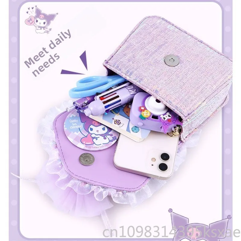 Sanrio Kuromi Toddler Shoulder Bag for Girl Kawaii Kids Mini Crossbody Bag Portable Luxury Designer Coin Purse