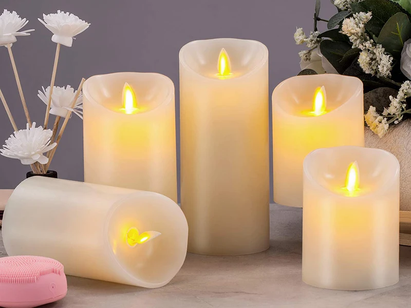 Candles Battery Operated Pillar Real Wax Wick Electric LED Candle Gift Sets with Remote Control Flameless Wedding Decorative