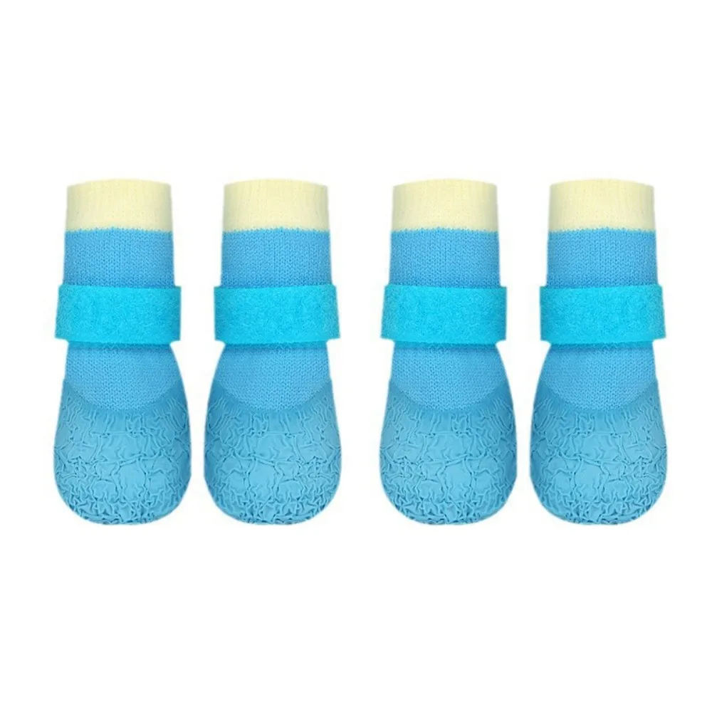 

4PCS/SET Soft Sole Dog Waterproof Socks Breathable Anti-dirty Pet Foot Cover Wear Resistant Dogs Knitted Warm Socks