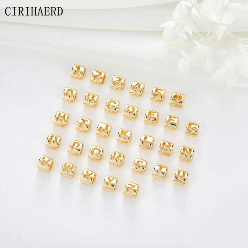 

14K Gold Plated Brass 26 Letter Digital Love Heart Spacer Beads DIY Jewelry Making Supplies Beaded Material Components Wholesale