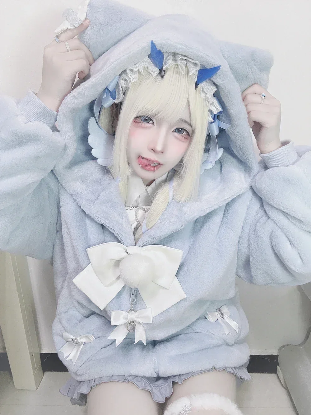 Winter Fashion Girl Sweet Cute Bow Cat Ear Plush Kawaii Cardigan Jacket Japanese Mass-produced Mine Large Size Hooded Hoodies