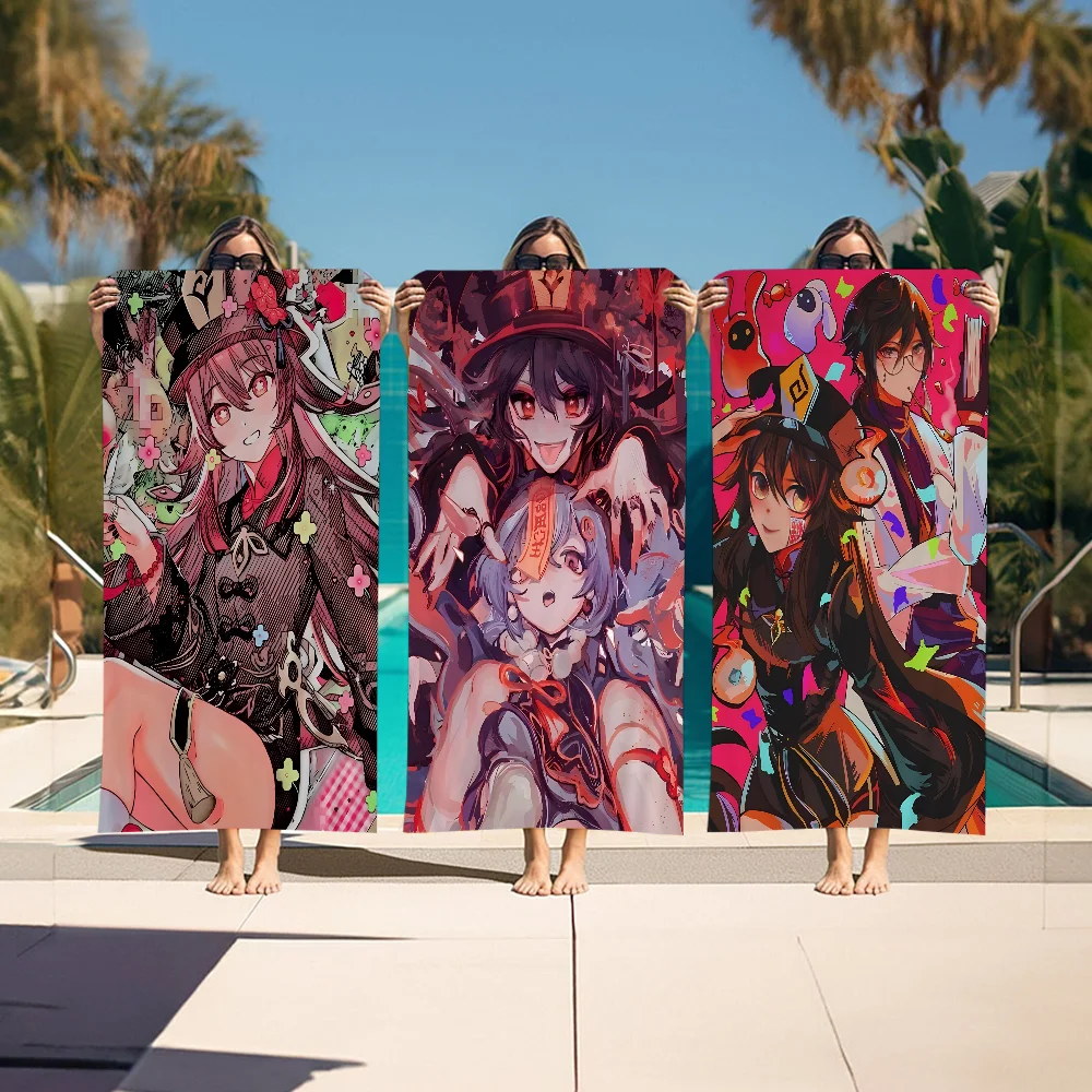 

Anime Genshin Impact Hu Tao Classic Movie Bath Towel Microfiber Soft Absorbing Breathable For Girl Kids Decorative Beach Towel