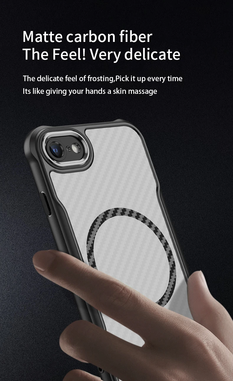 Geeignet für iPhone 7, Kohlefaser, Apple 8 Magsafe Wireless Charging Case SE2, durchscheinende Rüstung, iPhone SE3, Anti-Drop-Handyhülle – Detail 8