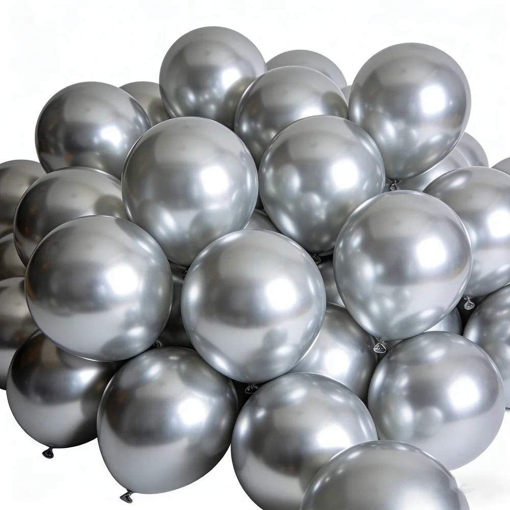50 Stück 5–12 Zoll Chrom-Metallic-Luftballons, alles Gute zum Geburtstag, Valentinstag, Neujahr, Jahrestag, Hochzeit, Geburtstag, Party-Dekorationen