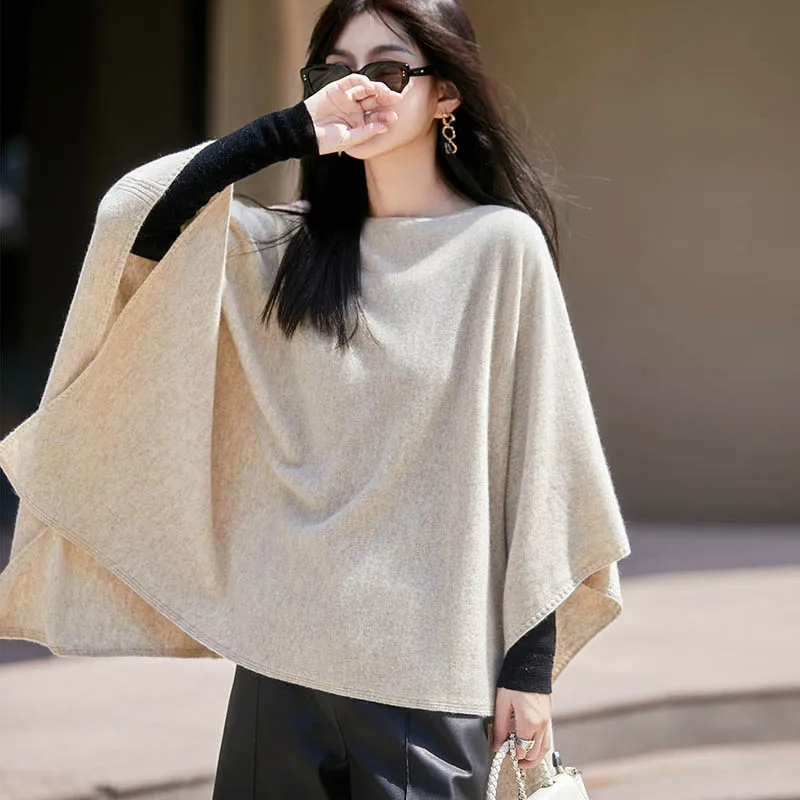 100% Merino Wool Women's One Collar Large Shawl Cardinals Fashion Casual Warm Skin Friendly Autumn and Winter Top Clothes