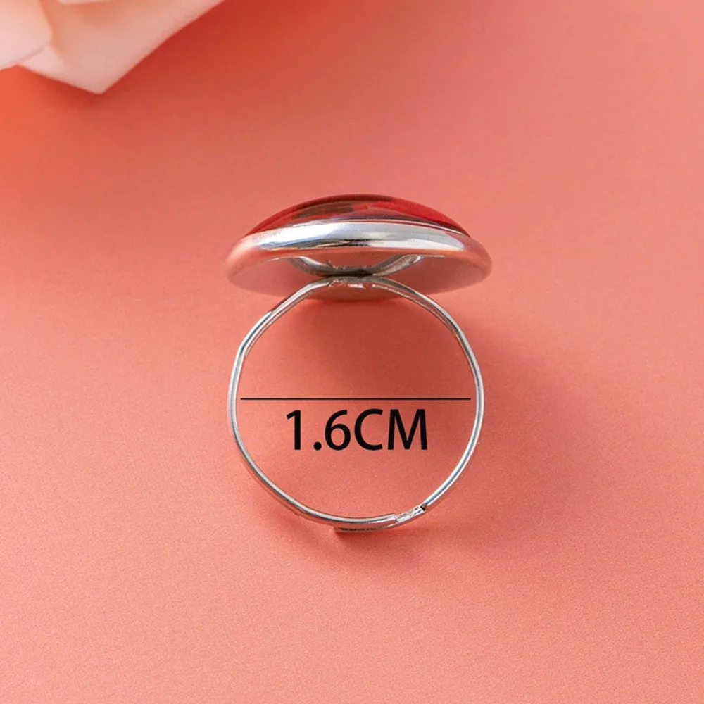 Fashion Ladybug Open Rings for Women Girls Cartoon Anime Red Lady Bird Insect Glass Round Ring Party Accessories Jewelry Gift