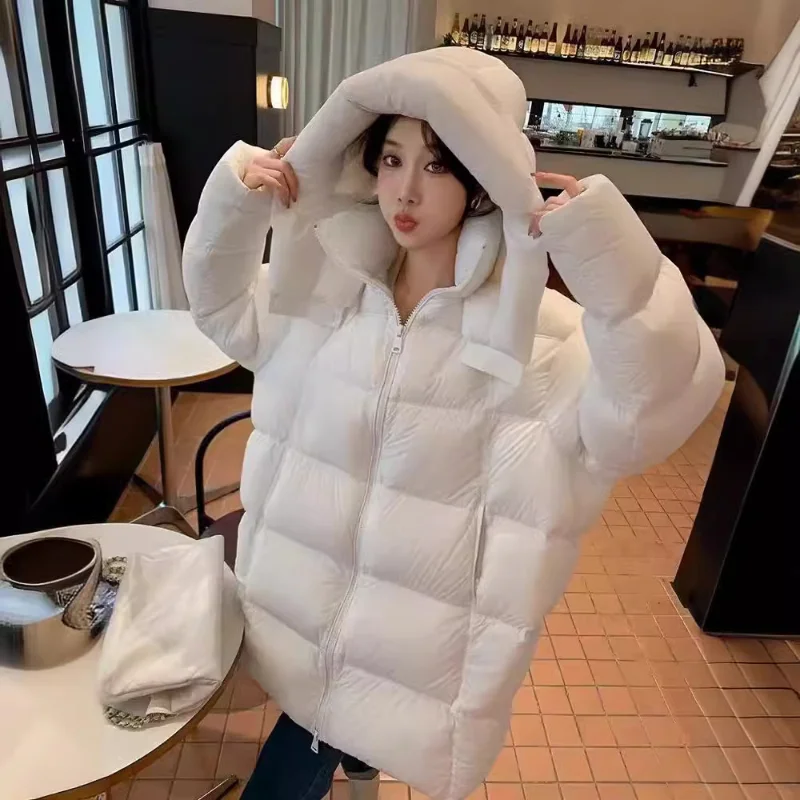 Winter Coat Female 2024 New Jackets for Women Hooded Thickened Warm Bread Clothing Casual Simple Trendy Mid-length Outerwears