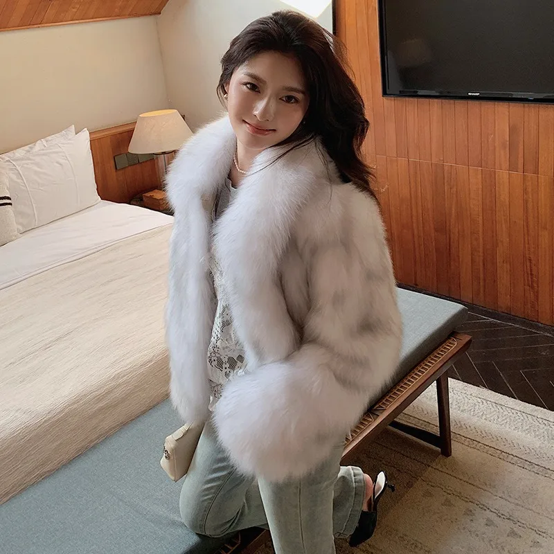 Fox-like Fur Coat Women Short Lapel Young Style Bestseller New Fashionable Versatile Fur Coat Fashion Simple Warm Women Clothing