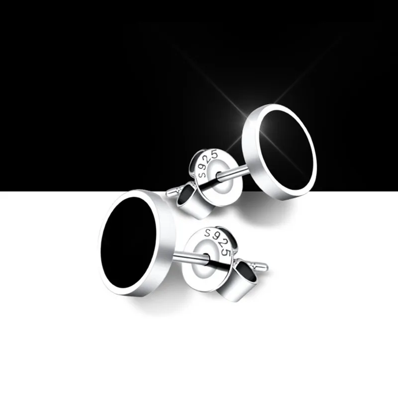 Buyee 925 Sterling Silver Round Stud Earring Light Polishing Simple Earring for Girl Woman Man Rock Punk Fine Jewelry Earring