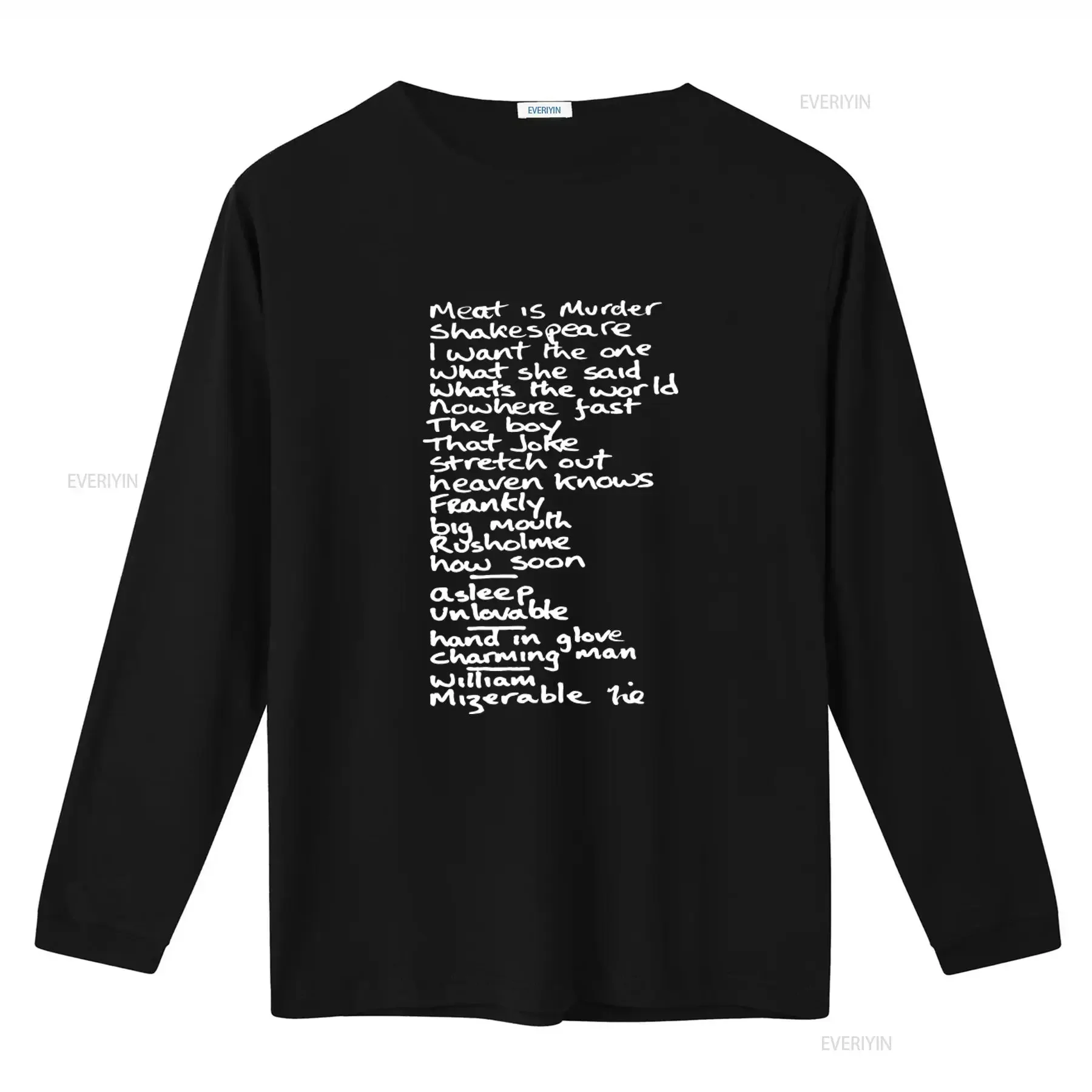 The Smiths 'Setlist 85' T Shirt Long Sleeve Panic Meat Is Murder Strangeways Here We Come Queen Dead Morrissey Joy Division