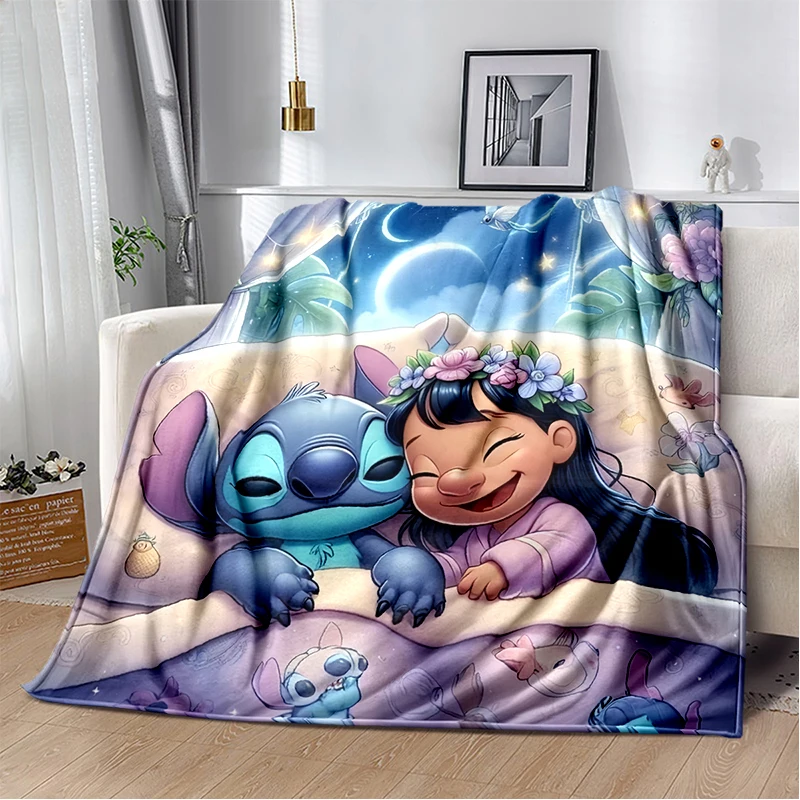 Leuke Lilo Stitch 2 Cartoon 2025 Nieuwe Stijl Cadeau Zachte Pluche Deken, Flanel Gooi Deken voor Woonkamer Slaapkamer Bank Kids Cover