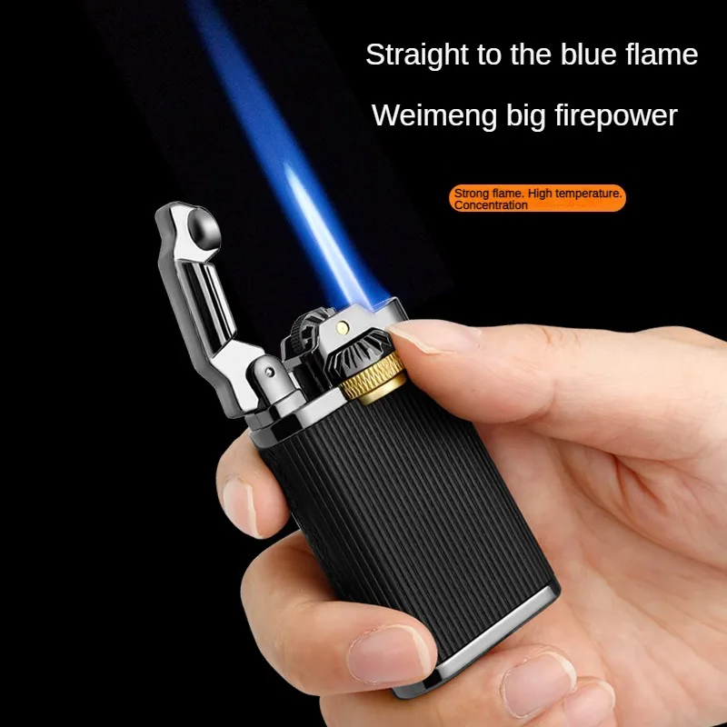 Outdoor Blue Flame Torch Jet Butane Gas Lighter Metal Electronic Press Ignition Windproof Cigar Lighter Gift for Men