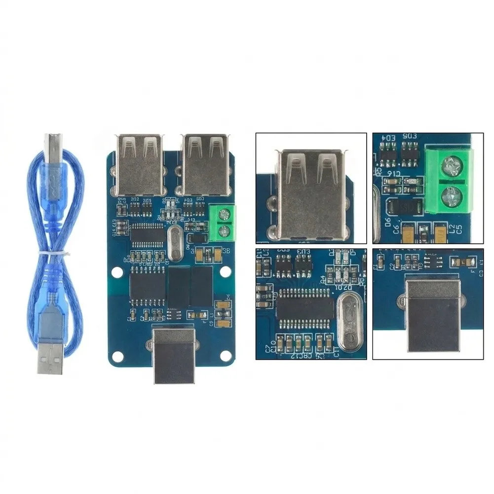 4 Port USB Isolator Module ADUM3160 Chip 2500V Protection Noise Reduction Board Blue PCB For Industrial For Quad USB Hub