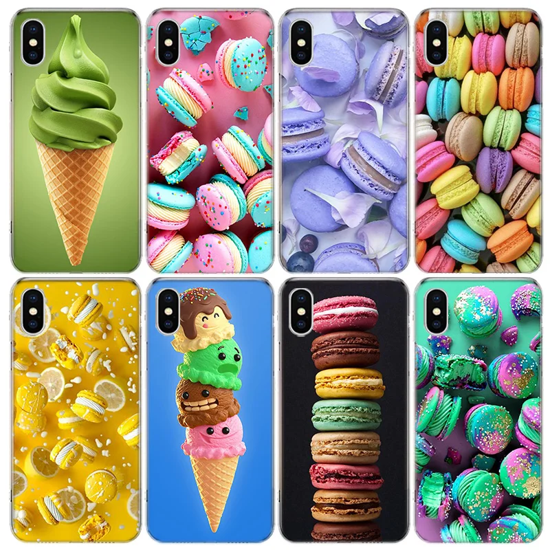 Dessert ice cream Macaron Food Phone Case For Apple Iphone 15 14 13 16 Pro Max Cover 11 12 Mini Fundas X XS Max XR 8 7 Plus Capa