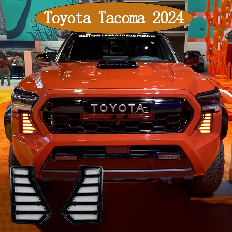 

2 PCS For Toyota Tacoma 2024 12V DRL Car Accessories Auto Parts LED Daytime Running Light Front Fog Lamp Cover