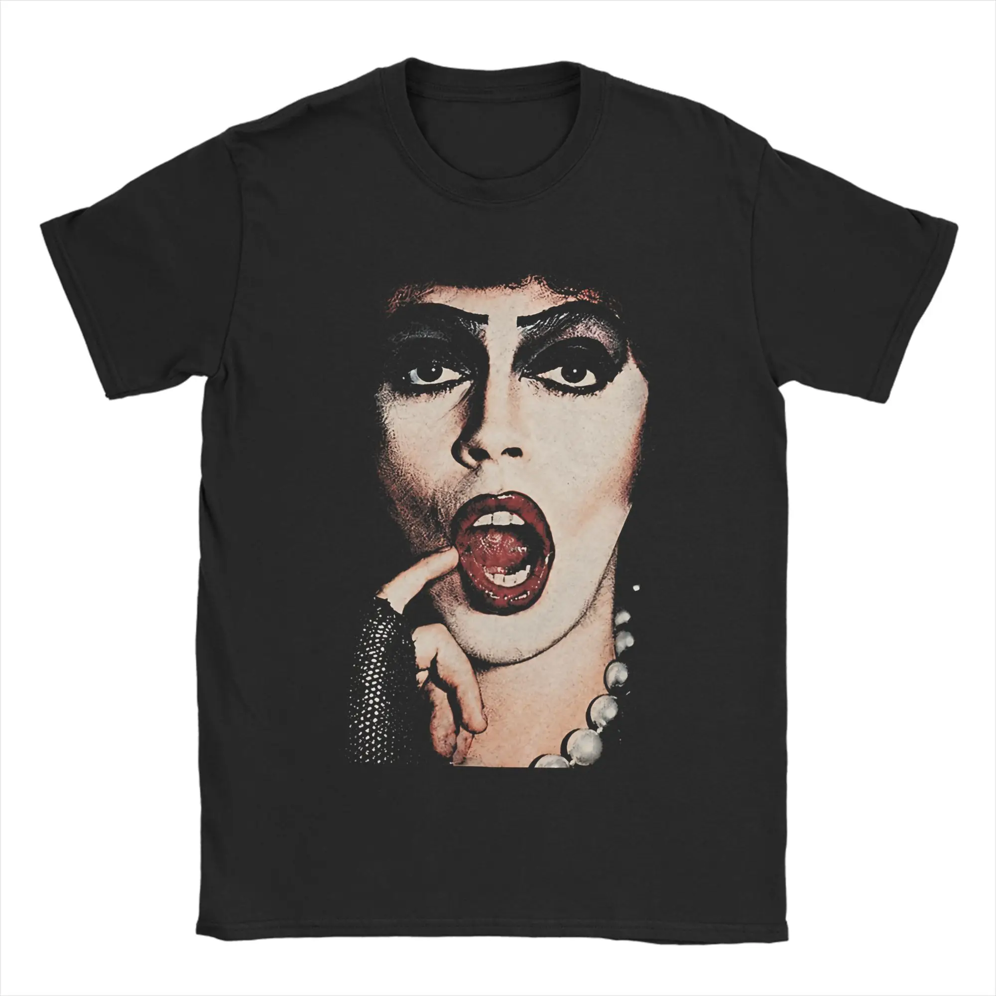Men T-Shirt Tim Curry Frank-N-Furter Rockys Horror Halloween Vintage Cotton Tee Shirt Short Sleeve T Shirts Crew Neck Clothes
