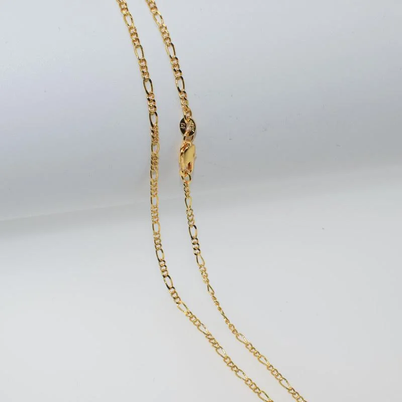 High Quality 16-30Inch Fashion Jewelry Yellow GOLD Figaro Chain