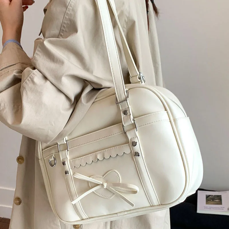 

Versatile Solid Colour Backpack Ladies 2025 Trendy Fashion Simple Single Shoulder Bags Students Campus Underarm Tote Bag