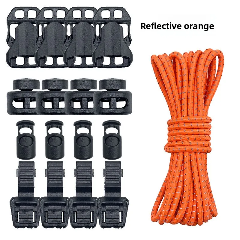 

20pcs Backpack Elastic Cord Upgrade Kit - Buckles & Shock Cord for Trekking Pole Attachment, Gear Organization, DIY Expansion