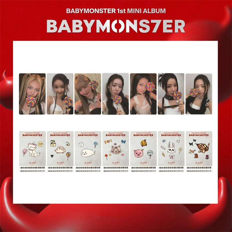 7pcs/set KPOP BABYMONSTER New Girl Group Album BABYMONS7ER LOMO Card AHYEON HARAM RORA PHARITA CHIQUITA RUKA Postcard Photo Card