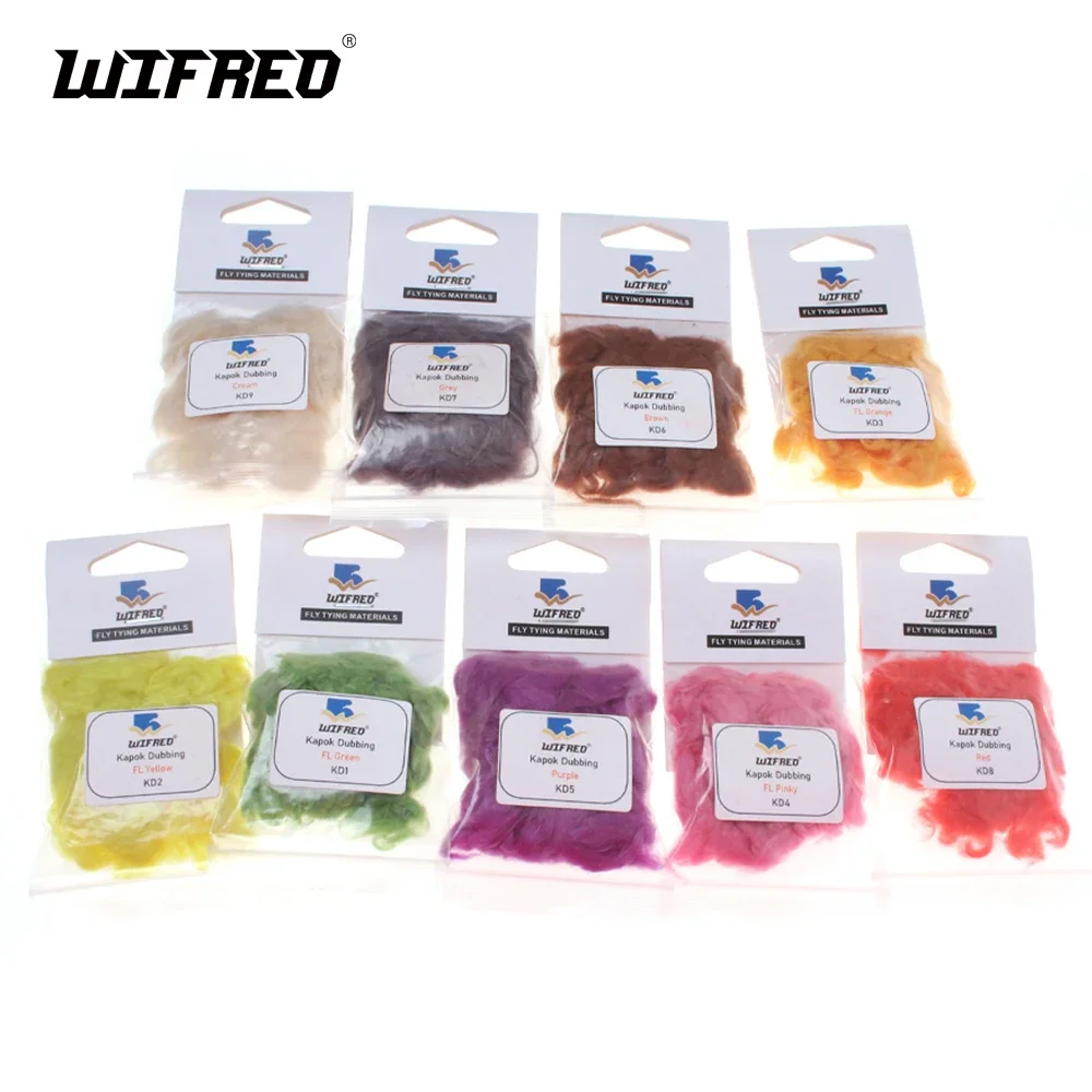 Wifreo Fly Tying Material 9 Colors Kapok Dubbing Natural Buoyant Super Fine Fiber for Adams Dry Fly Mayfly Trout Flies