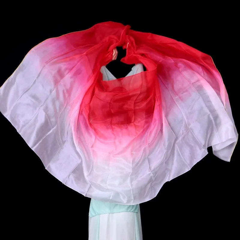 

100% шелковая вуаль для танца живота 250x114 см, градиентный шарф, цвет классического танца, шаль для выступления на сцене, цвет на заказ, размер, оптовая продажа