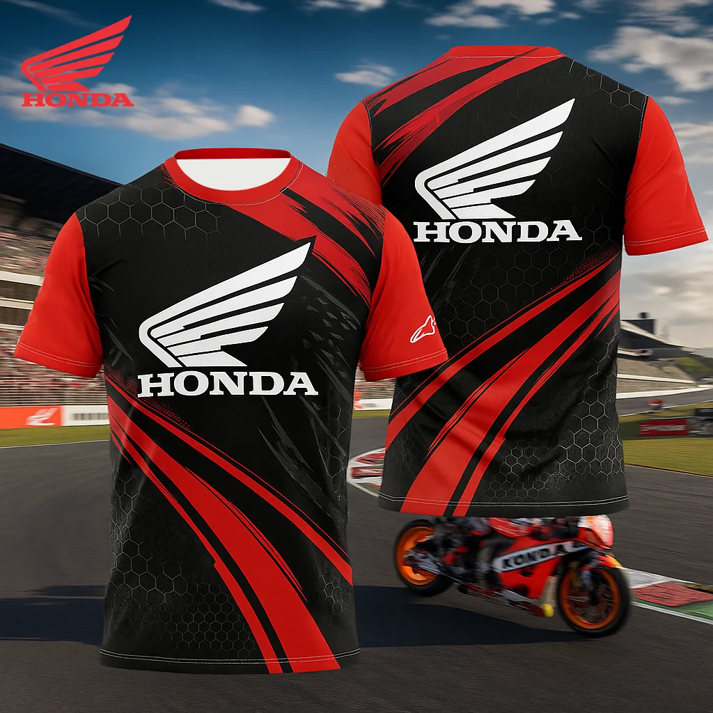 تي شيرت Honda Racing سريع الجفاف وجيد التهوية للرجال، ملابس رياضية صيفية لراكبي الدراجات النارية وأكمام قصيرة وخفيفة الوزن للاستخدام في الهواء الطلق #2