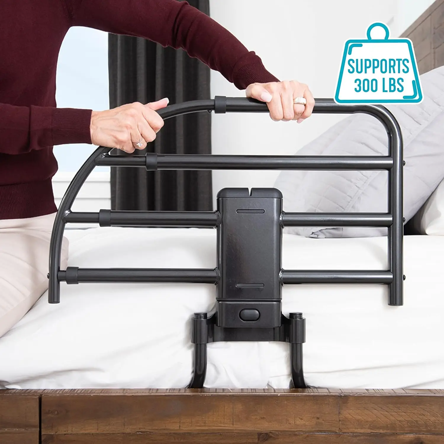 Life click-n-go riel de cama extensible, mango de cama extraíble para ancianos, seguro y fácil de usar, Riel de asistencia ajustable para personas mayores,