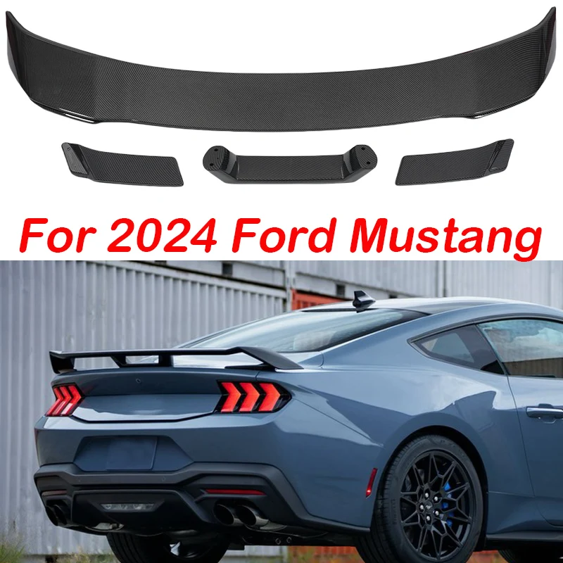 For Ford Mustang 2024 Rear Spoiler Body Kit ABS Material Splitter Diffuser Tail Wing Back Trunk Accessory Part